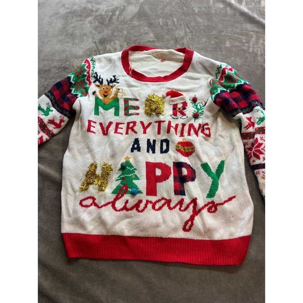 Ugly Christmas Sweater XXL 19 Merry Everything Nobo No Bo Sweater Party